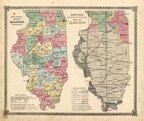 Political Map Of Illinois Worthens Geological And Climate Map Of