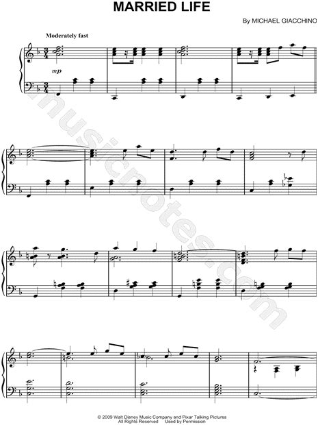 "Married Life" from 'Up' Sheet Music (Piano Solo) in F Major (transposable) - Download & Print ...