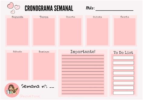 Cronograma Semanal Planner Planejamento Semanal Enem