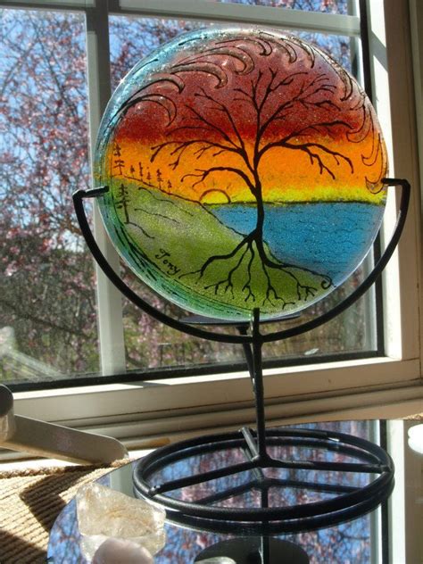 Cremation Glass Art Memorial Glass Sunset Tree Of Life Ocean Infusion Glass