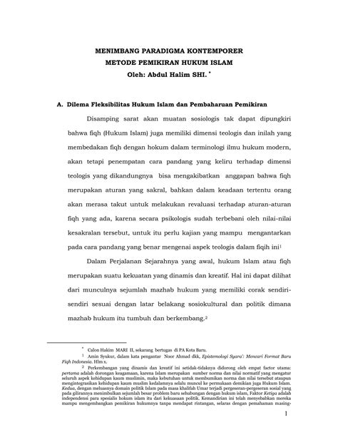 Arah Baru Metode Pemikiran Hukum Islam Pdf