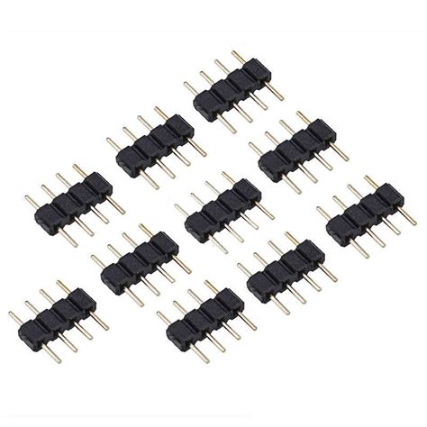 10pcs/lot 4 Pin RGB Connector Adapter pin needle male type double 4pin ...