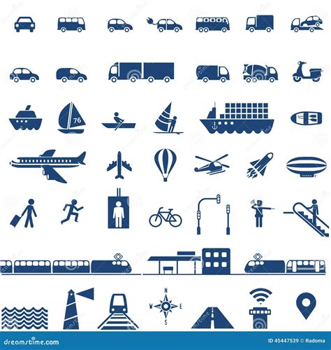 Transportation Icons Set Stock Vector Illustration Of Lift