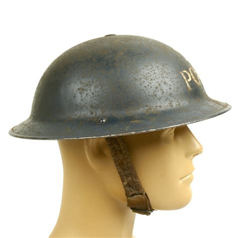 Original British Wwii Brodie Mk1 Police Steel Helmet Dated 1939