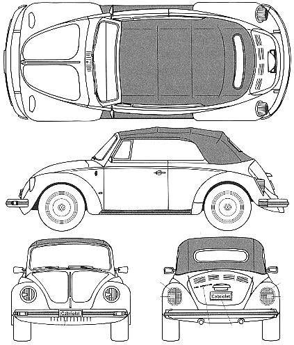 Volkswagen Beetle S Cabriolet Blueprints Free Outlines