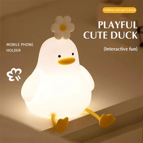 Cartoon Duck Led Night Light Timer Function Silicone Clapping Lamp