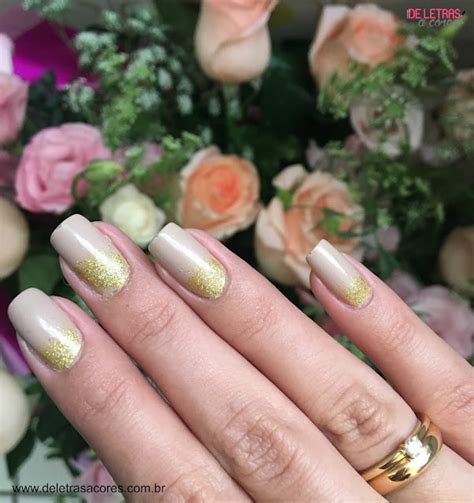 De Letras à Cores Nude glitter super Chique Esmaltação inesquecível