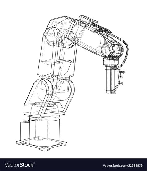 3d Outline Robotic Arm Rendering Of Royalty Free Vector