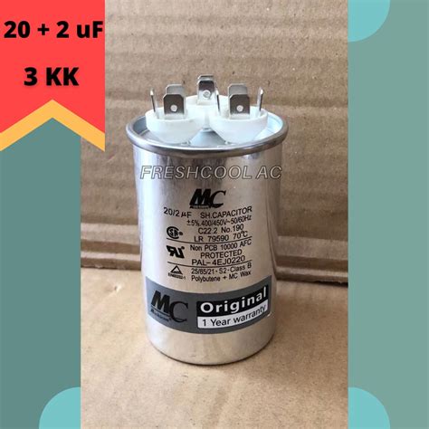 Jual KAPASITOR AC CAPACITOR AC LG 3 KAKI 20 2 UF MERK MC 20 2 MIKRO