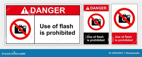 Safety Sign Do Not Use The Flash In This Area Stock Vector