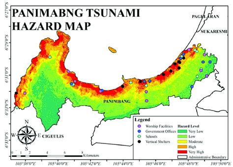 Panimbang tsunami hazard map and proposed locations of evacuation ...