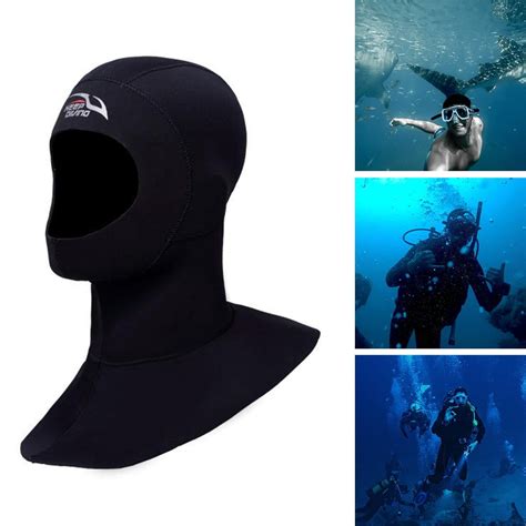 Scuba Diving 3mm Neoprene Wetsuit Hat Neck Warmer Durable Stretchable Diving Surfing Thermal