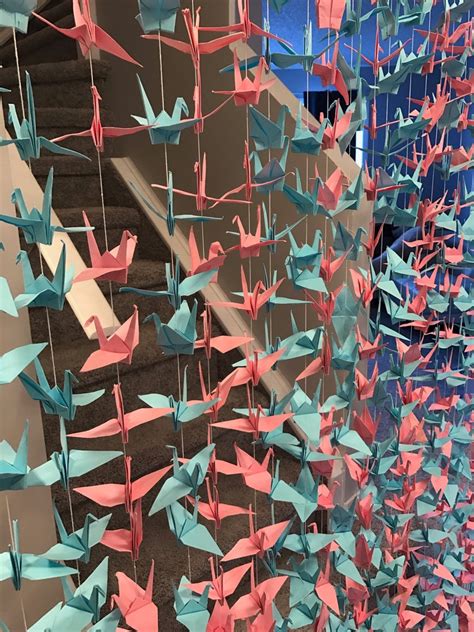 500 Blue Pink Origami Cranes 25 String Set Of 20 Origami Etsy