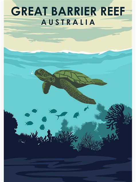 Great Barrier Reef Australia Queensland Vintage Travel Poster Premium ...