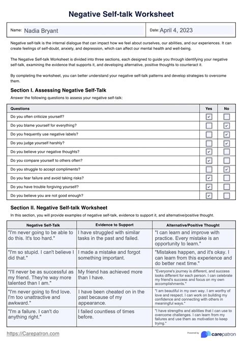 Free Improving Self Talk Positive Versus Negative Self Talk