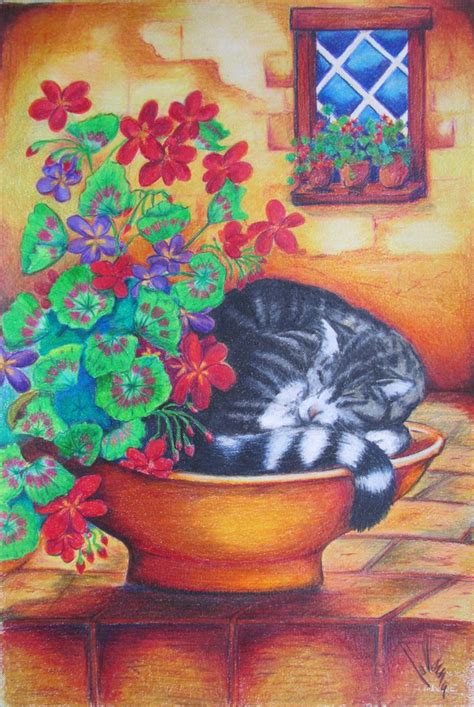 "Flower Bed" Coloured Pencil Drawing | Flower illustration, Colored pencil drawing, Drawings