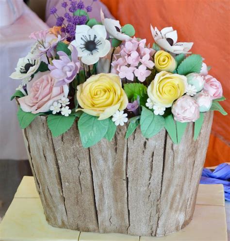 Tub Of Flowers Decorated Cake By Fondant Fantasies Of CakesDecor