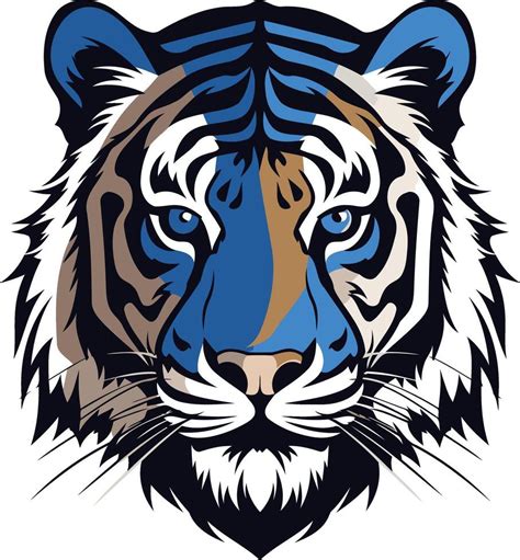 Blue Tiger Head, A Striking Illustration 49258892 Vector Art at Vecteezy