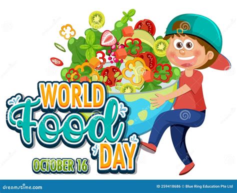 World Food Day Text With Food Elements Stock Vector Illustration Of