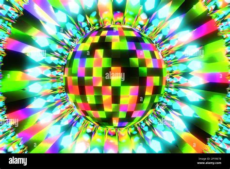 Colored Disco Ball Abstract Background Disco Ball With Bright Rays