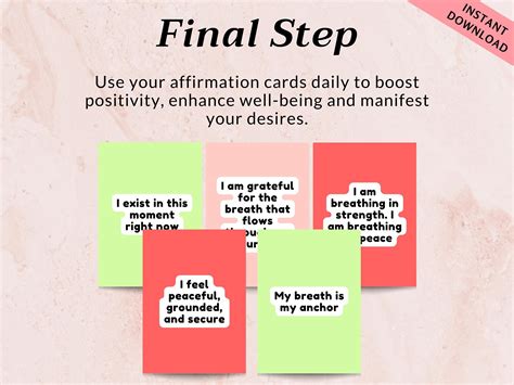 Mindfulness Affirmation Cards Printable Digital Download Inspiration