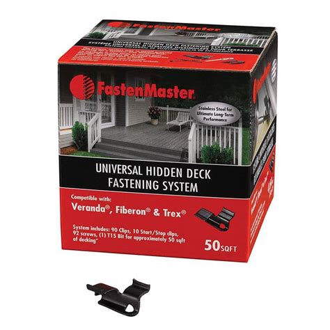 Fastenmaster Universal Hidden Deck Fastening System 50 Sqft Fmthdclip 50 The Home Depot