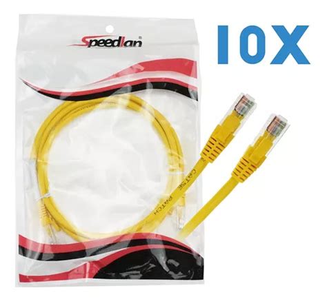 Kit 10 Cabo De Rede Patch Cord Cat 5e 1 5m Amarelo Anatel