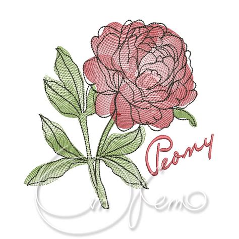 Machine Embroidery Design Peony Flower Embroidery Peony Etsy