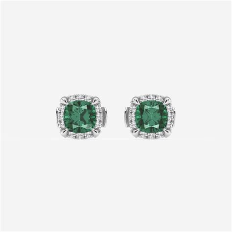 4 60X4 60 Mm Cushion Cut Created Emerald And 1 5 Ctw Round Lab Grown