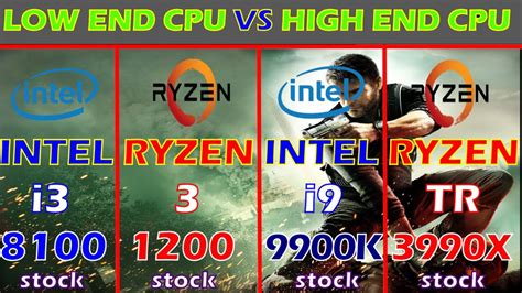 Intel I3 8100 Vs Ryzen3 1200 Vs Intel I9 9900k Vs Ryzen Tr 3990x