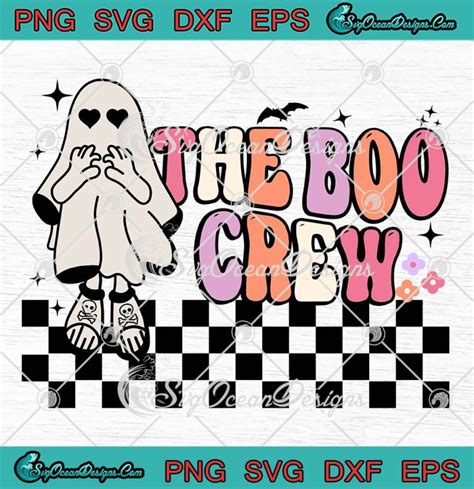 The Boo Crew Retro Ghost Halloween SVG Funny Groovy Halloween SVG PNG