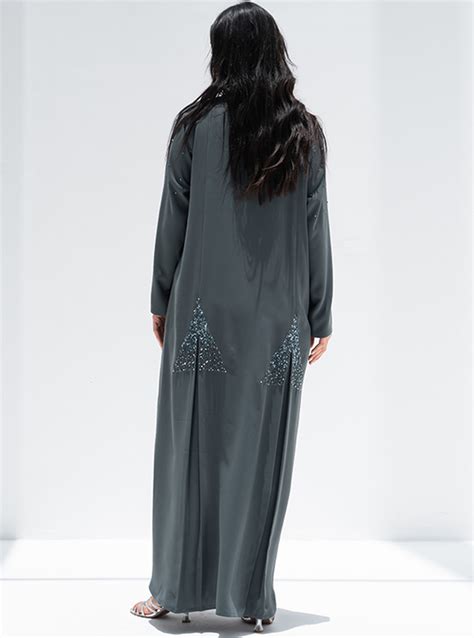 Model No 1364 Beautiful Gray Color Abaya With Amazing Stitching Style