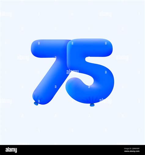 Blue 3d Number 75 Balloon Realistic 3d Helium Blue Balloons Vector