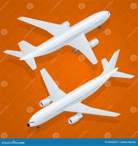 Airplane Icon Flat 3d Isometric High Quality Transport Passenger Plane Stock Vector