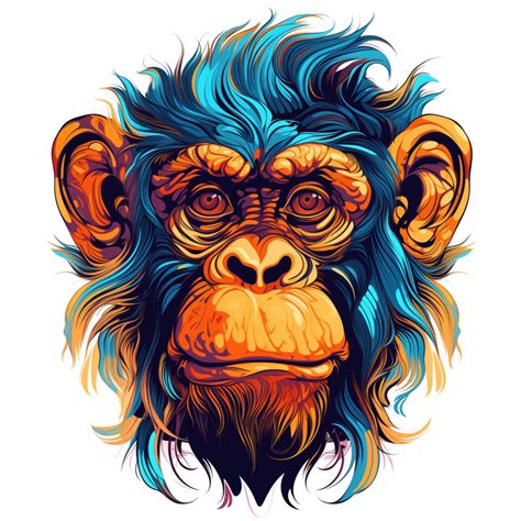 Ai Generiert Affe Kopf Illustration Zum T Shirt Drucken 36294506 PNG