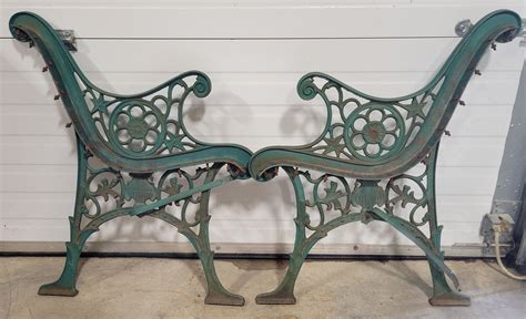 Lot Of 2 Cast Iron Lions Head Bench Ends