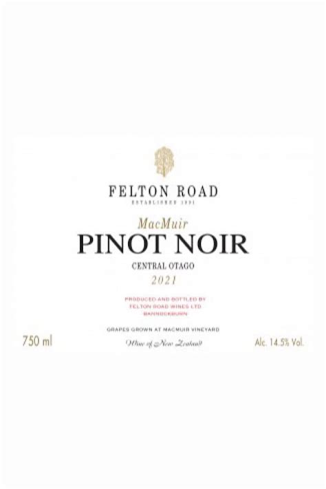 Felton Road Macmuir Pinot Noir Nz Red Wine Centre City