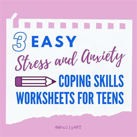 Easy Stress And Anxiety Coping Skills Worksheets For Teens