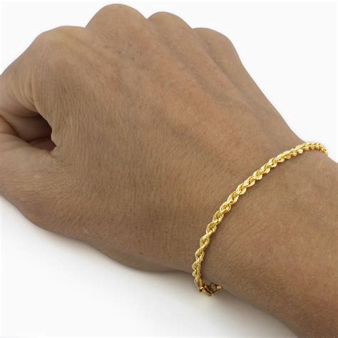 Real K Yellow Gold Womens Mm Italian Diamond Cut Rope Chain