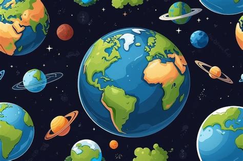 Planeta Terra Em Estilo De Desenho Animado Imagem Premium Gerada Ia