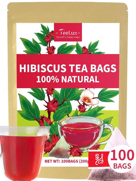 Amazon TeeLux Hibiscus Tea Bags Natural Hibiscus Flowers Herbal