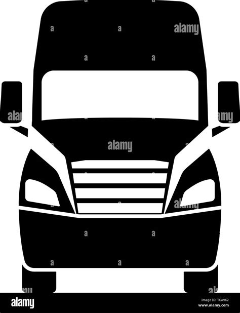 Truck Icon Front View Black On White Vector Illustration Stock Vector