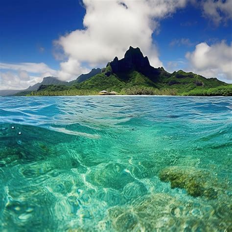 La Vista Desde El Agua Del Bora Bora Foto Premium