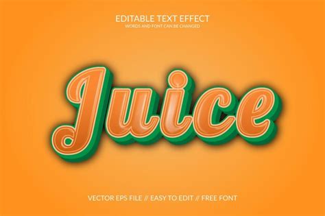 Juice 3d Bearbeitbare Vektor Texteffektvorlage Premium Vektor