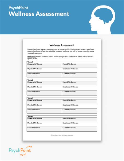 Wellness Assessment Worksheet | PsychPoint