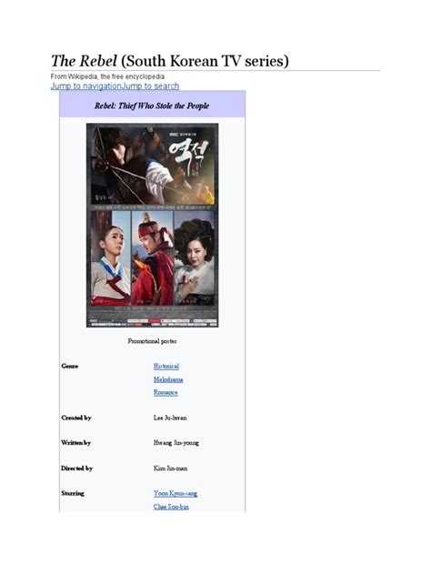 The Rebel South Korean Tv Series Jump To Navigation Jump To Search
