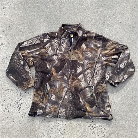 Remington Camo Fleece Zip Up Jacket Size Large Depop