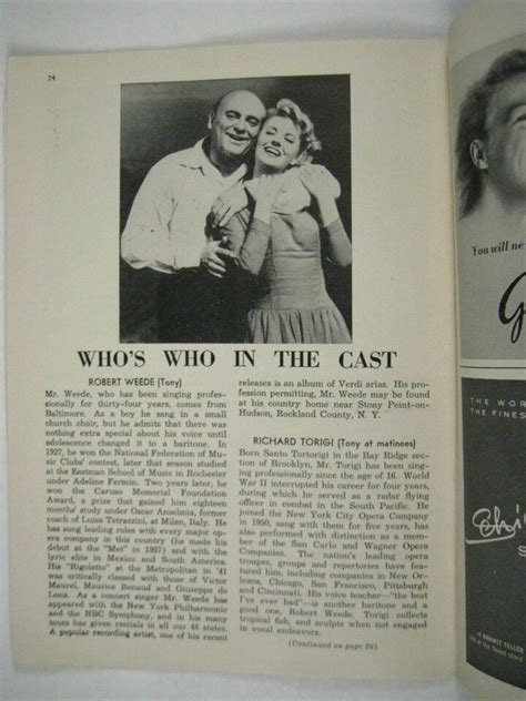 Most Happy Fella Playbill 1956 Imperial Theatre Robert Weede Loesser