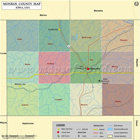 Monroe County Map, Iowa | County map, Monroe county, County