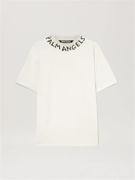 Palm Angels Logo Vintage Tee In White Palm Angels® Official